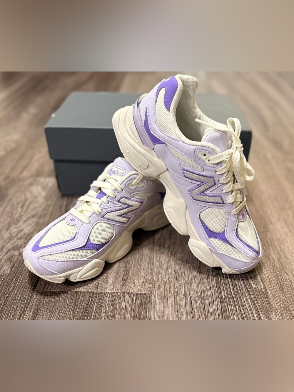 New Balance 9060 Women's purple and Cream Colorway Chunky Sneakers 7Y / 8.5W - Picture 2 of 8